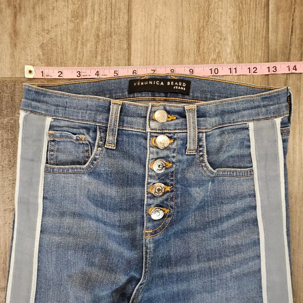 Veronica Beard Carolyn Baby Boot Jeans 26 High Rise Button Fly‎ Tuxedo Stripe